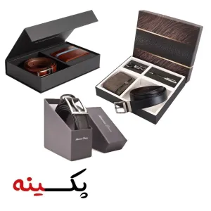 جعبه ست کیف پول و کمربند چرم